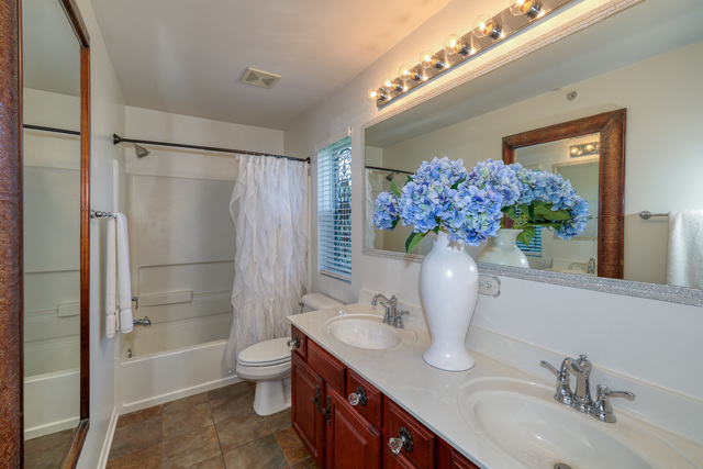 4579 Half Moon Drive, Unit D Yorkville, IL 60560 - Photo 23 of 44 a bathroom with a granite countertop sink a toilet and shower