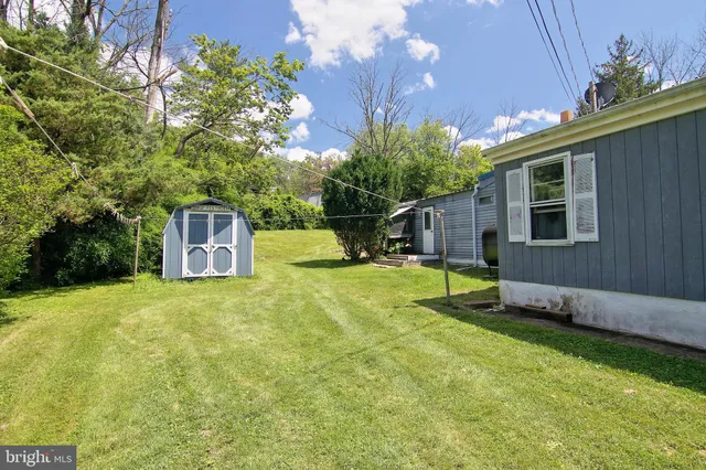 a view of backyard with a garden and trees