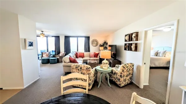 a living room with furniture and a couch