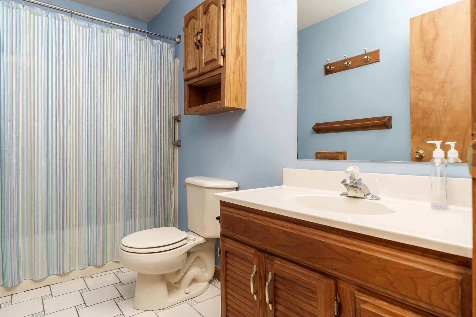 603 Fairview Street Durand, IL 61024 - Photo 13 of 21 a bathroom with a sink a toilet and shower curtain