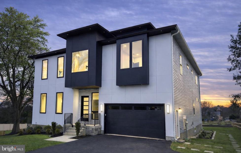 Modern elegance meets serene sunset.