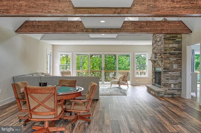 a view of a lake with a city