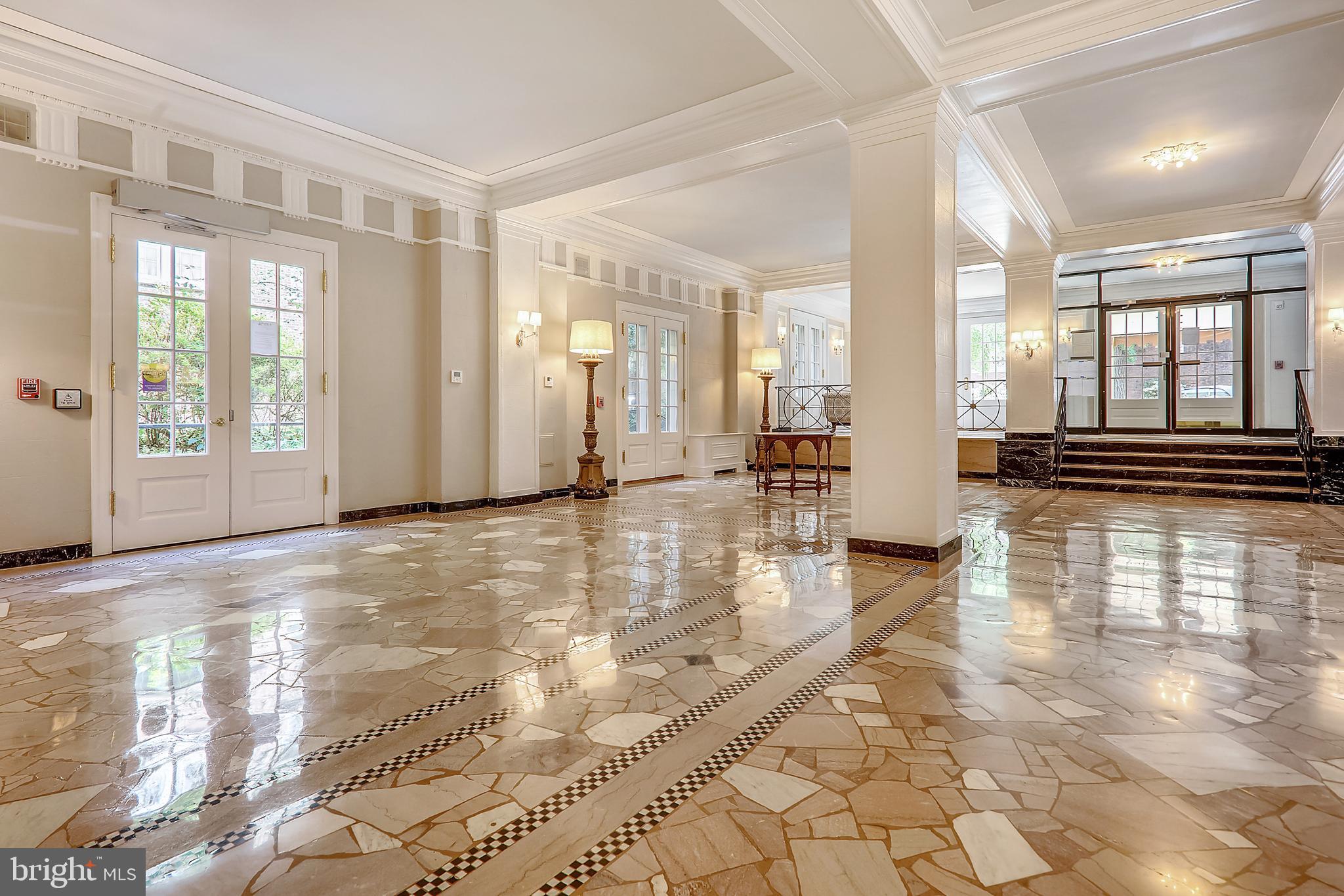 1661 Crescent Place Northwest, Unit 408 Washington, DC 20009 - Photo 12 of 57 Lobby with Polished Stone & Marble Floor c. 1927