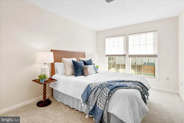 a bedroom with bed and a window