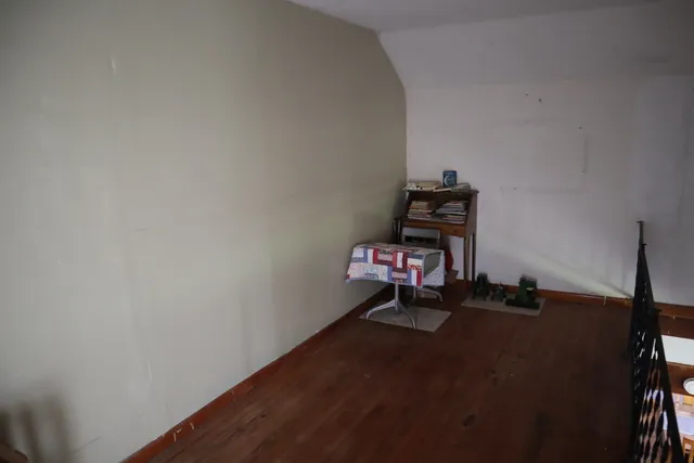 a room with a workspace