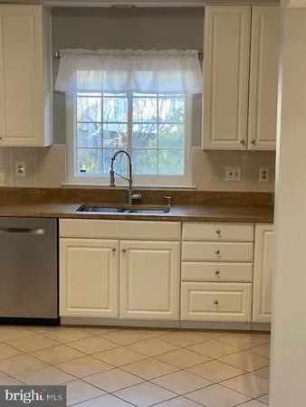a close view of cabinets and window