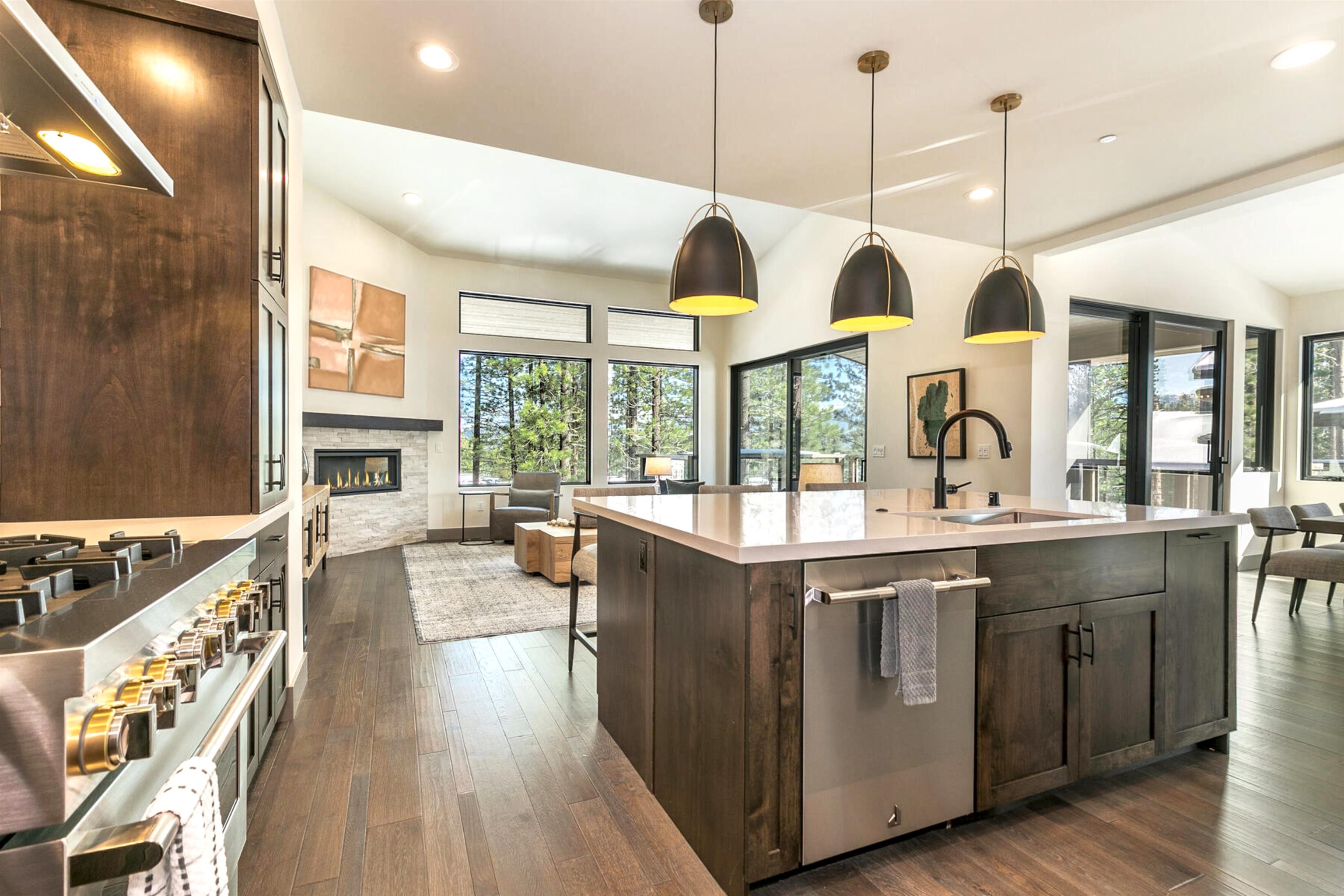 10316 Shady Lane Truckee, CA 96161 - Photo 2 of 21 a kitchen with stainless steel appliances granite countertop a stove and wooden floor