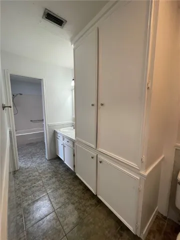 a view of a room with storage