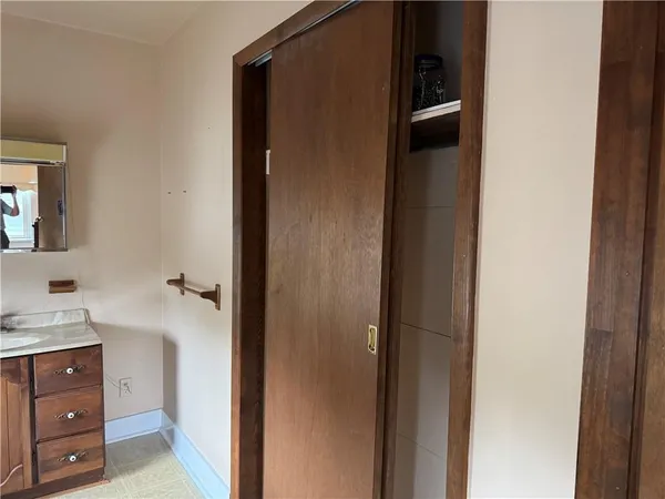 a view of cabinet and mirror