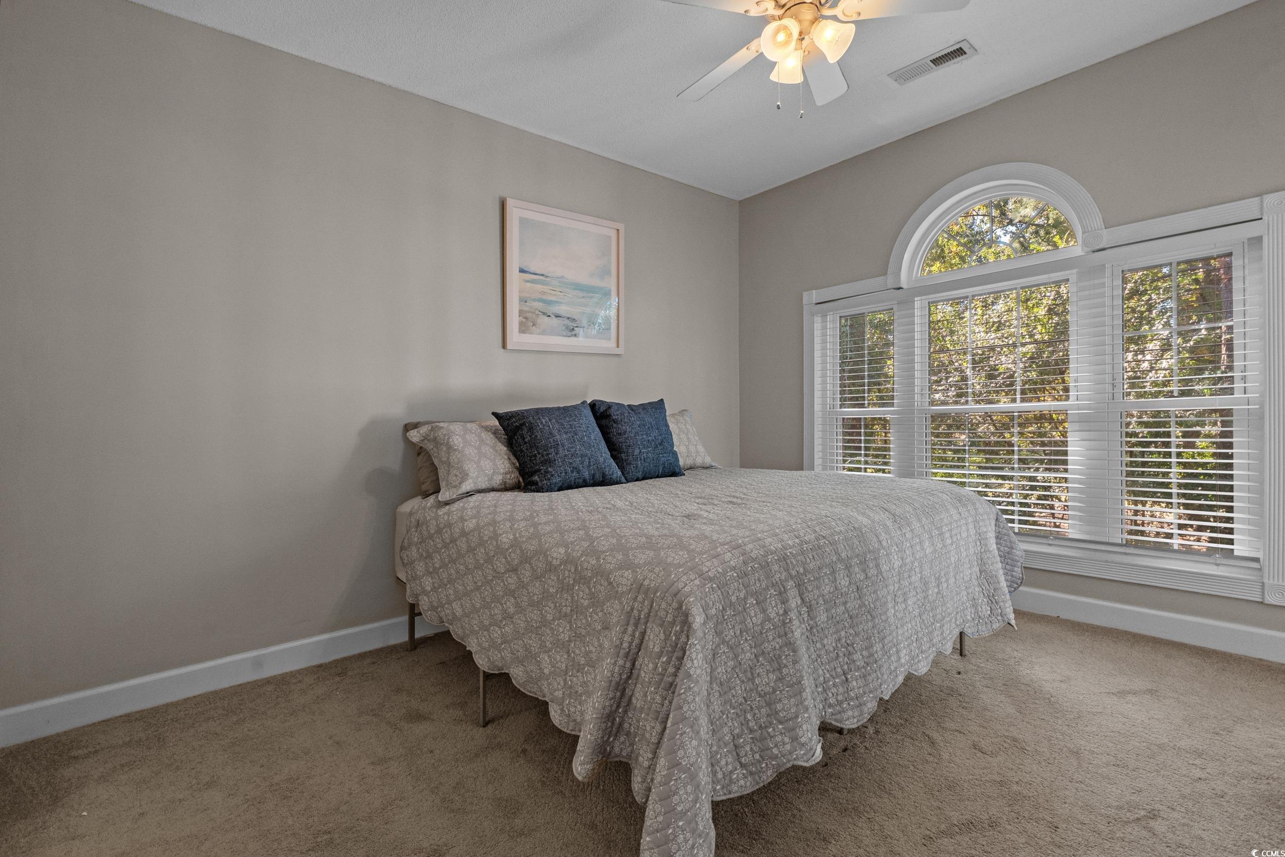 686 Riverwalk Drive, Unit 204 Myrtle Beach, SC 29579 - Photo 15 of 40 Bedroom featuring light colored carpet and a ceiling fan