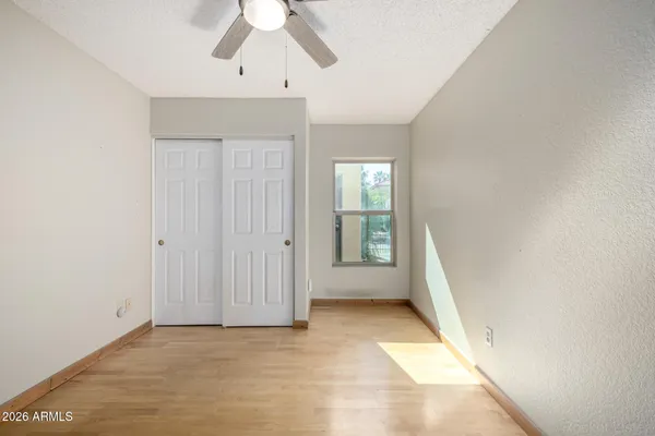 an empty room with windows