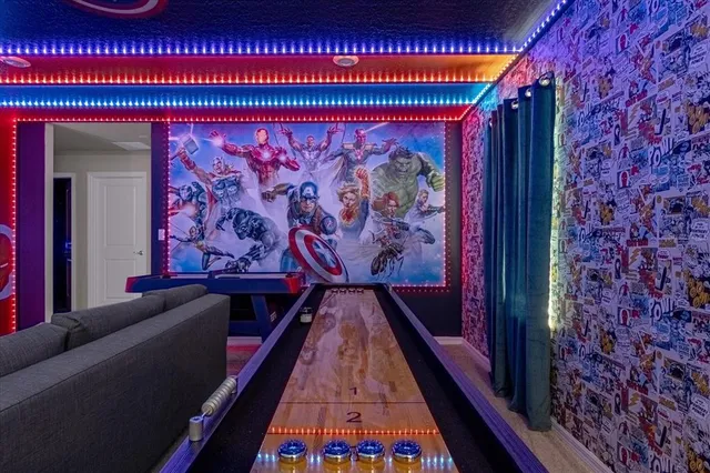 a view of swimming pool with a patio