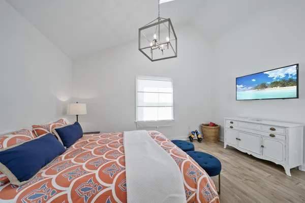 an aerial view of a house with outdoor space