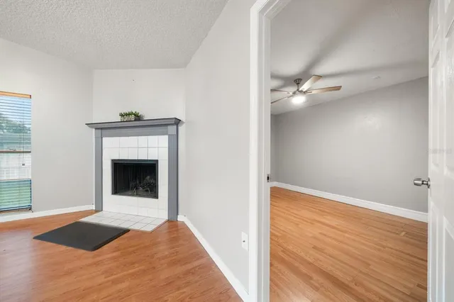 a view of a livingroom with a fireplace