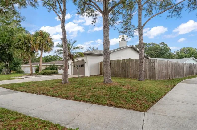 a view of a back yard of the house