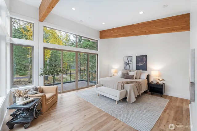 a bed room with a bed and a couch