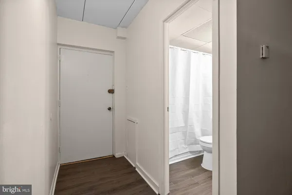 a room that has a mirror in it