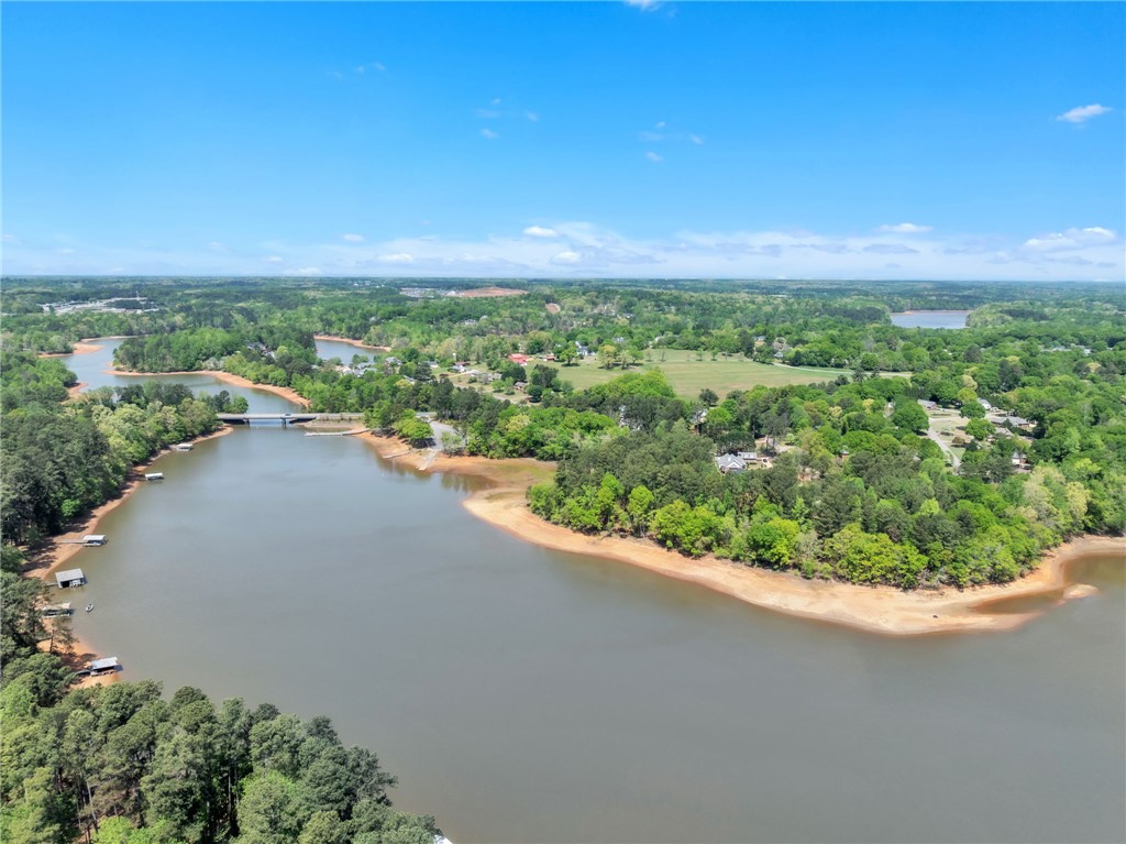 400 Arcadia Drive Anderson, SC 29621 - Photo 38 of 43 This elevated view captures the tranquil waters and lush greenery of the surrounding landscape.
