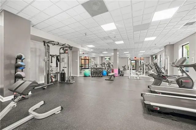 a view of a room with gym equipment