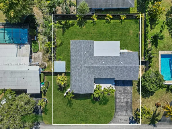 an aerial view of a house