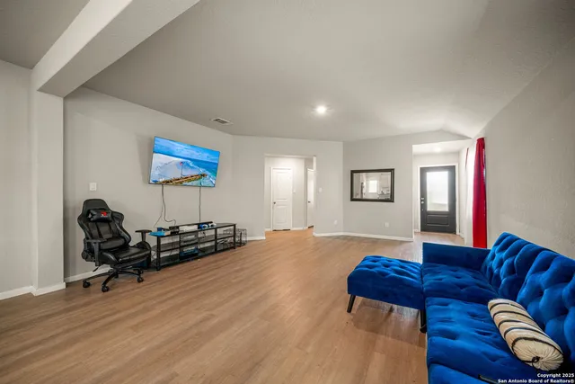 a living room with furniture