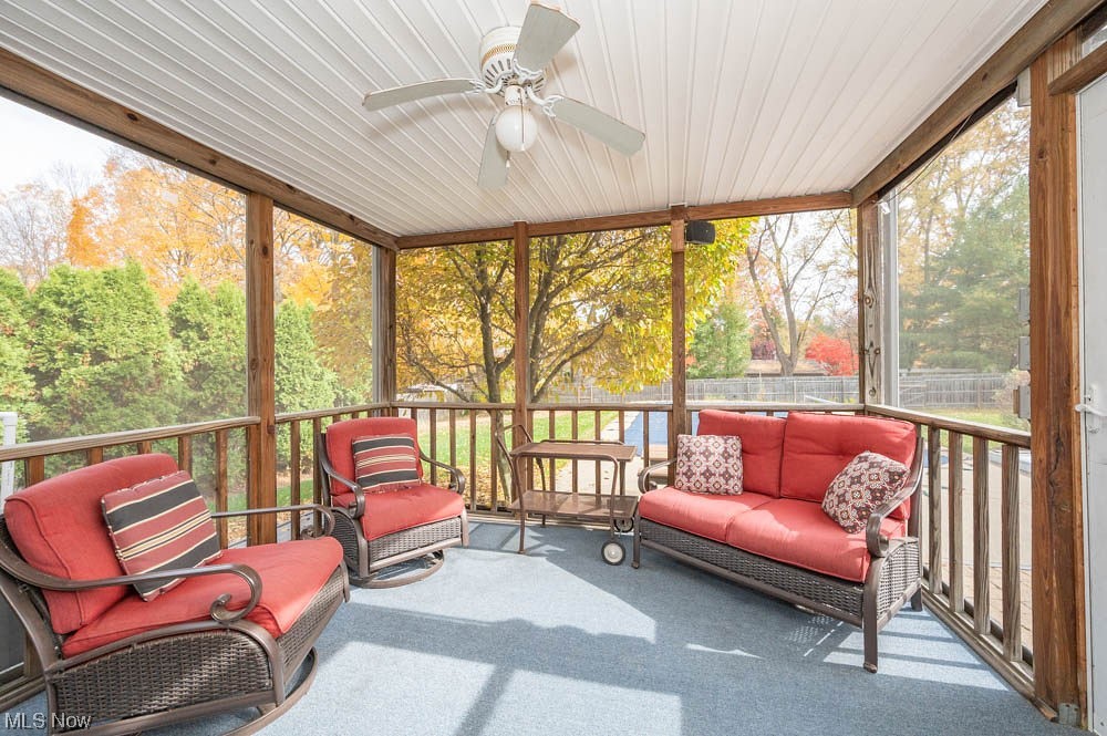4639 Tippecanoe Road Youngstown, OH 44511 - Photo 14 of 36 Sunroom / solarium with wood ceiling and ceiling fan