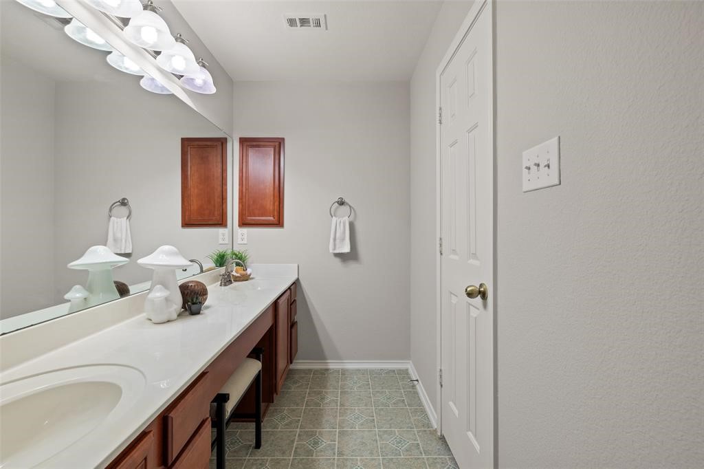 517 Castebar Drive Round Rock, TX 78664 - Photo 20 of 37 a bathroom with a sink a light fixture and a mirror