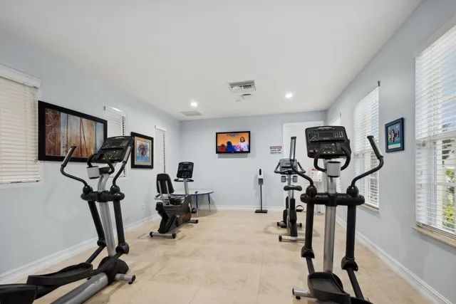 a view of a room with gym equipment