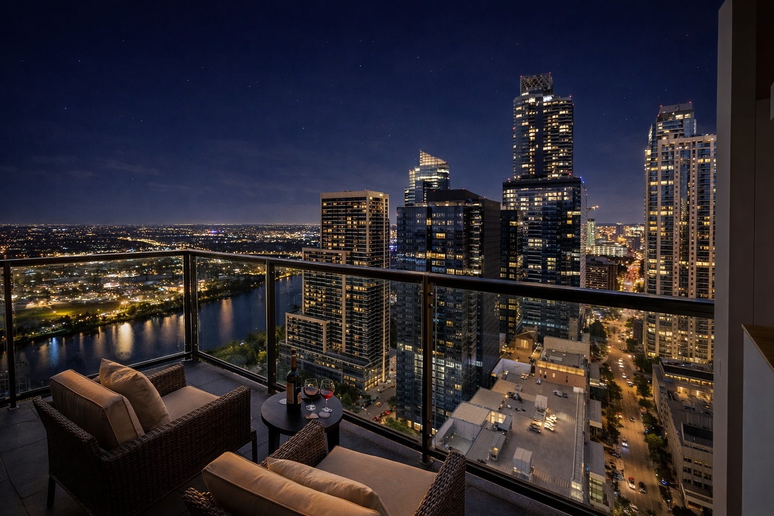 210 Lavaca Street, Unit 2808 Austin, TX 78701 - Photo 11 of 32 a view of a balcony with chairs