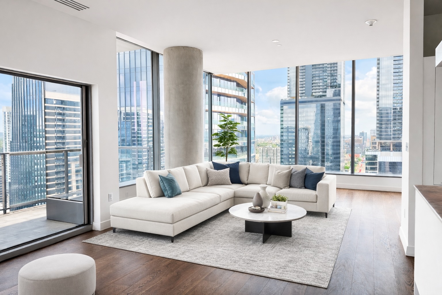210 Lavaca Street, Unit 2808 Austin, TX 78701 - Photo 3 of 32 a living room with furniture and a large window