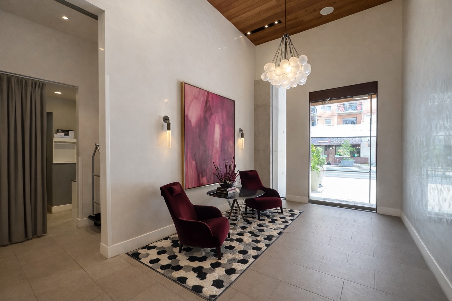 210 Lavaca Street, Unit 2808 Austin, TX 78701 - Photo 32 of 32 a living room with furniture a dining table and a chandelier