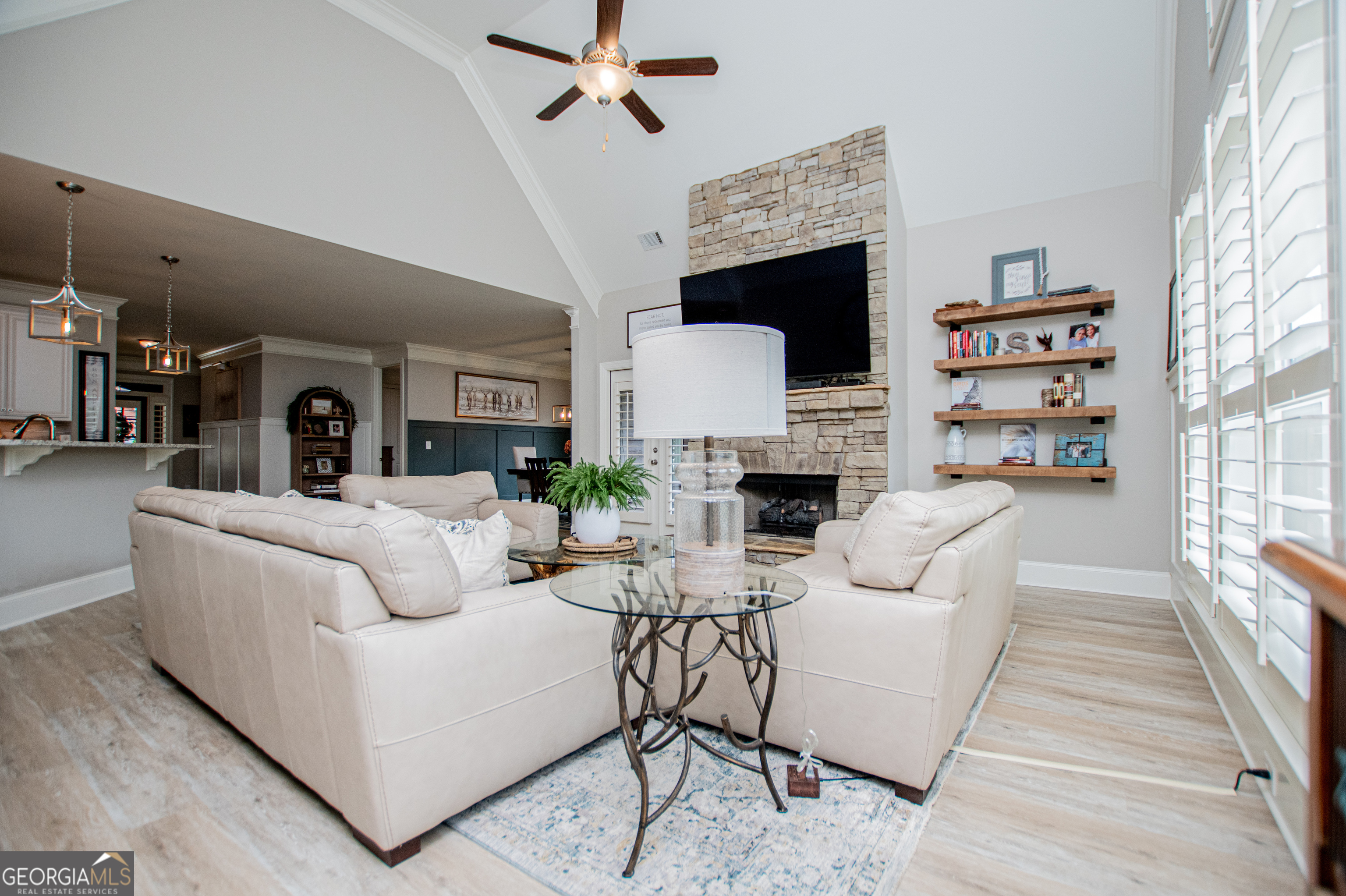 216 Yorkshire Lane Villa Rica, GA 30180 - Photo 24 of 94 a living room with fireplace furniture and a flat screen tv