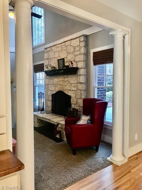 7381 Bullard Road Clemmons, NC 27012 - Photo 13 of 36 Great room with stone wood-burning fireplace