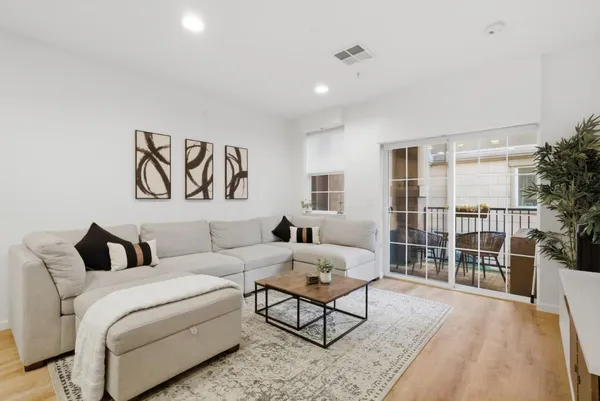 a living room with furniture