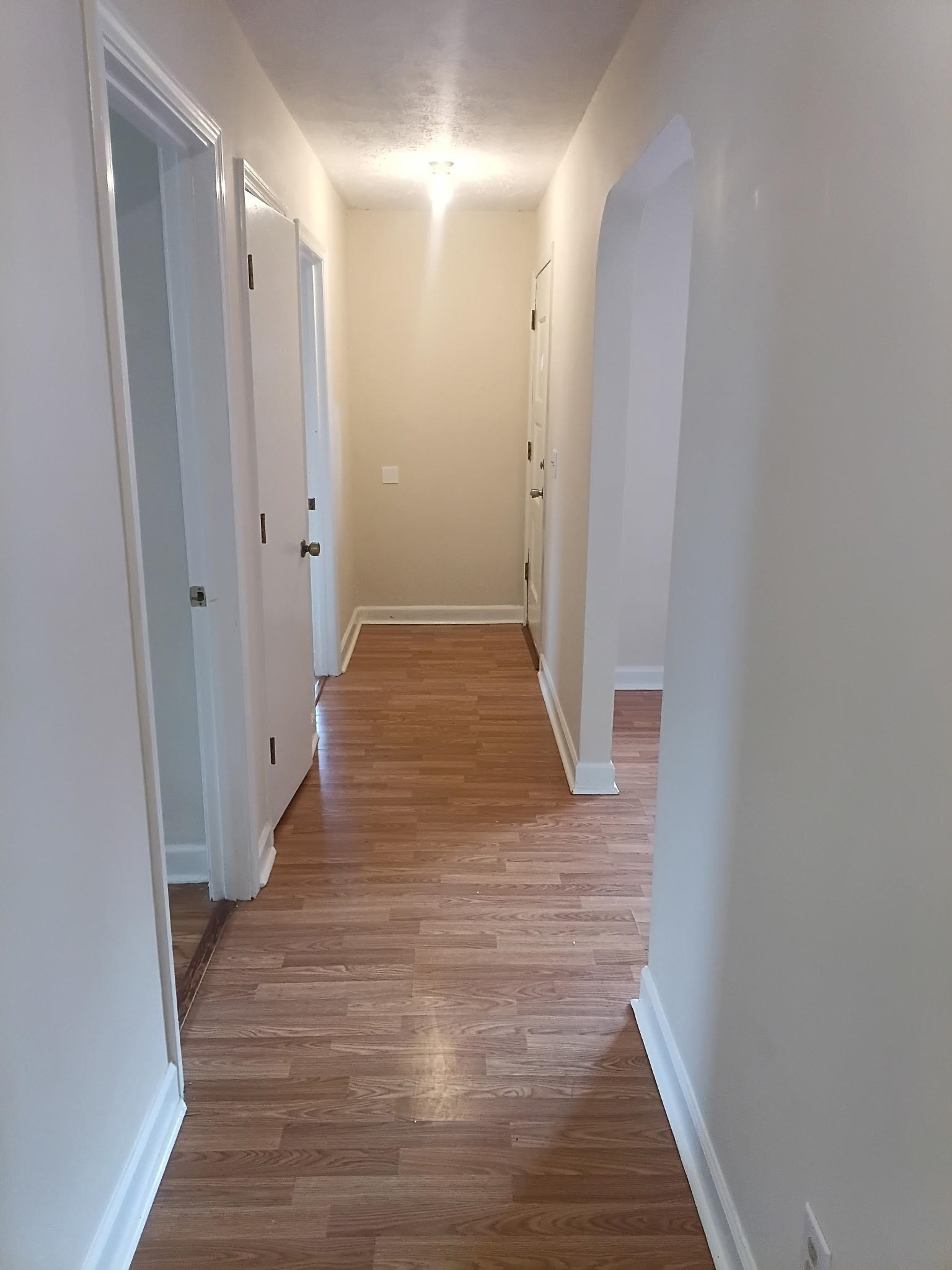 4625 Graham Street Loris, SC 29569 - Photo 8 of 11 Hallway featuring light wood-style flooring and arched walkways