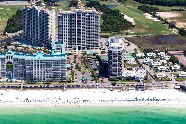 a view of a city with tall buildings