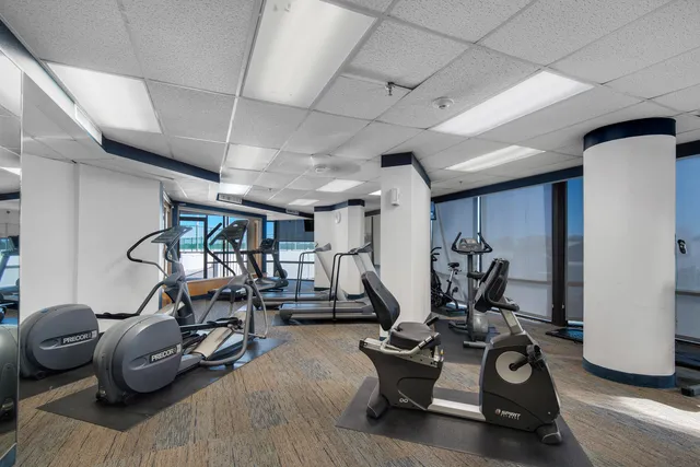 a view of a room with gym equipment