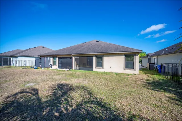 a view of a yard with a slide