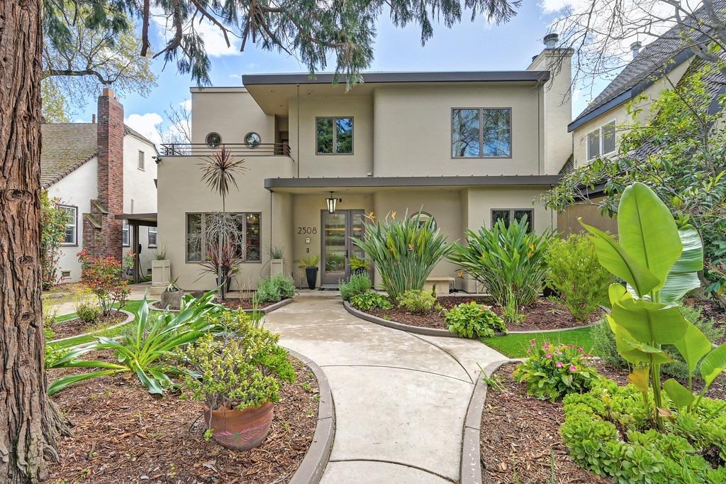 a view of a house with a garden