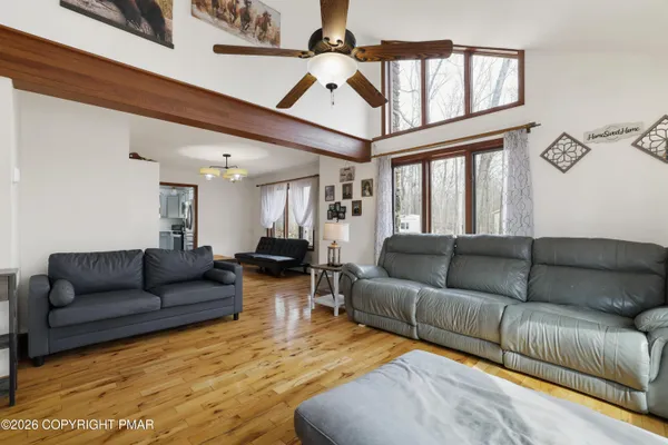 a living room with furniture