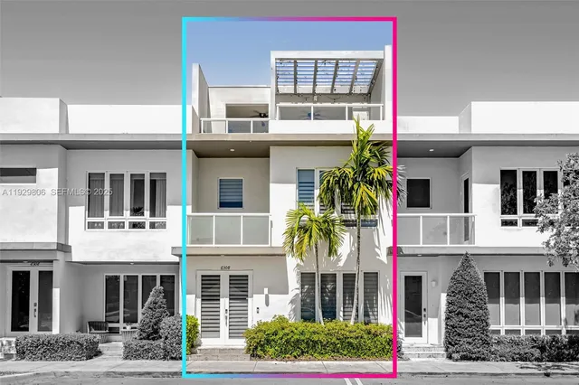 a front view of a multi story building