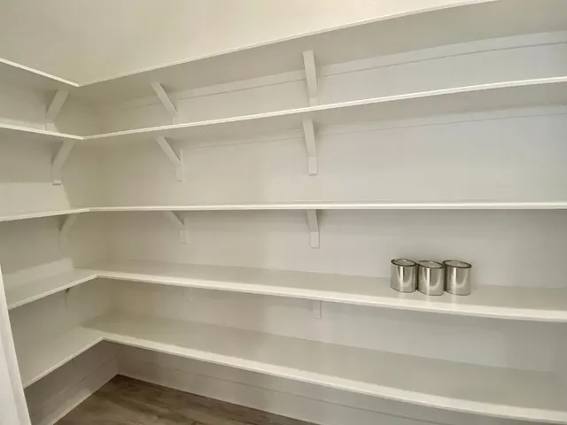 a close up view of closet