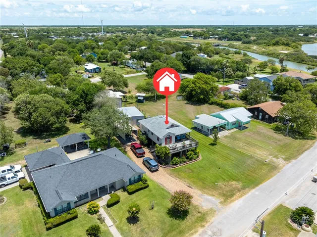 an aerial view of a house