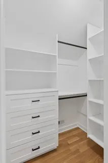 a view of an empty walk in closet
