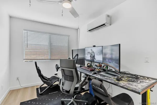 a table and chairs in a room