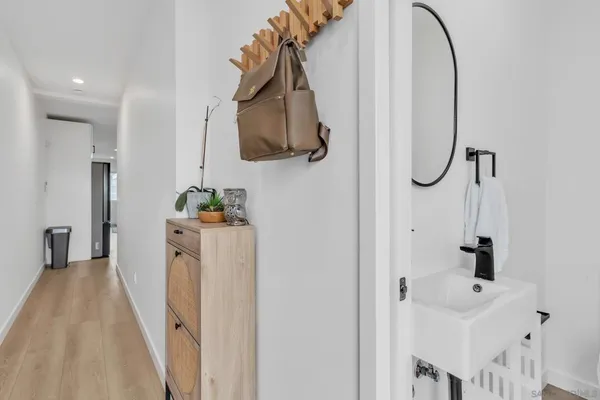 a view of a bathroom from a bathroom