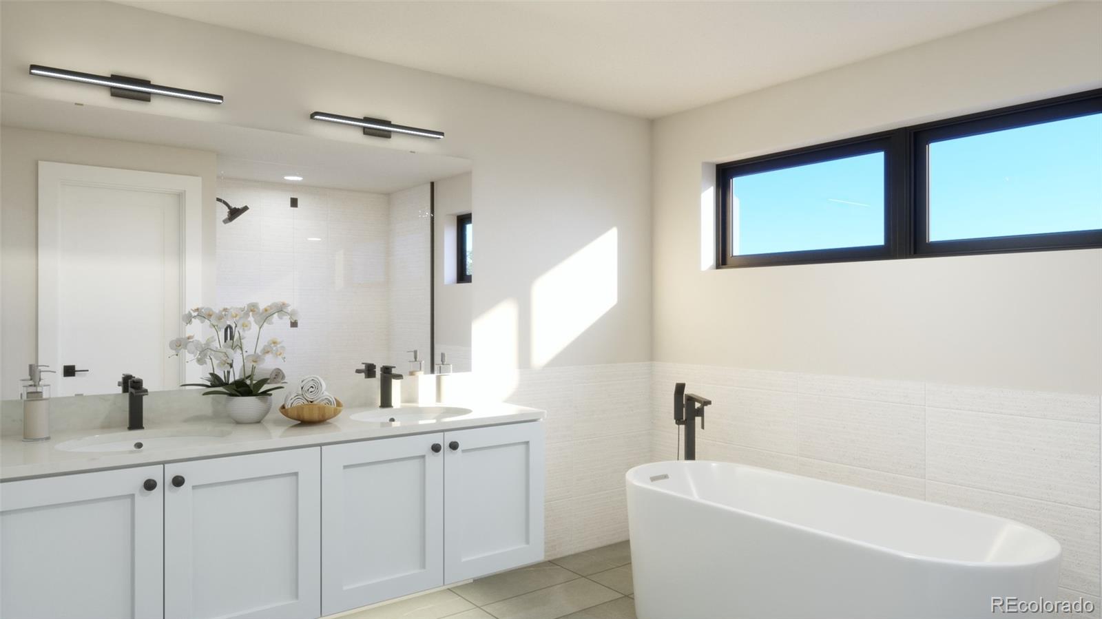 1090 Locust Avenue Boulder, CO 80304 - Photo 26 of 29 a bathroom with a double vanity sink and a bathtub