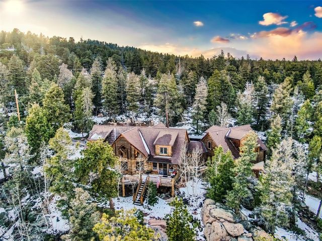 an aerial view of a house