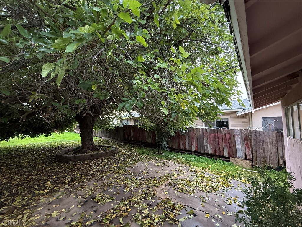 1616 East 21st Street Merced, CA 95340 - Photo 19 of 22 a view of a backyard with large trees and wooden fence