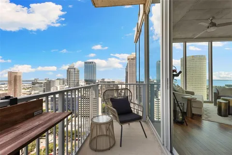 a view of a city with tall buildings